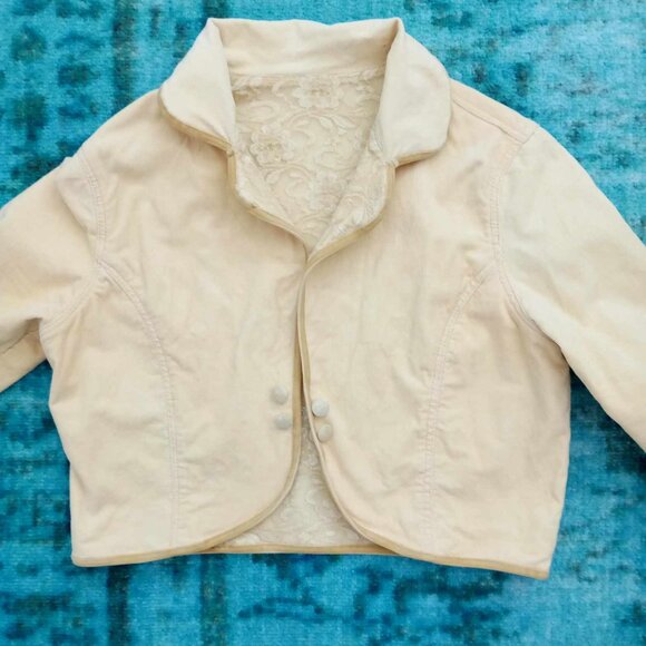 Anthropologie Vintage Reversible Lace / Corduroy Cropped Jacket - Picture 4 of 6